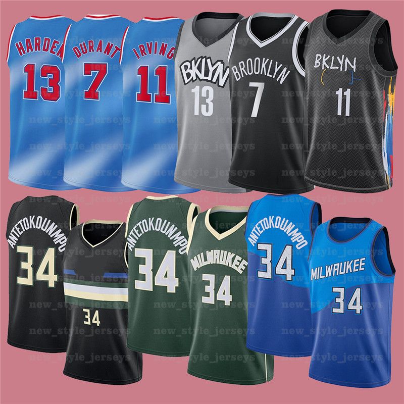 7 Kevin 11 Kyrie 34 Giannis Irving Antetokounmpo Durant 13 Harden NCAA Men Jerseys 2022 New Stitched Jersey Z29