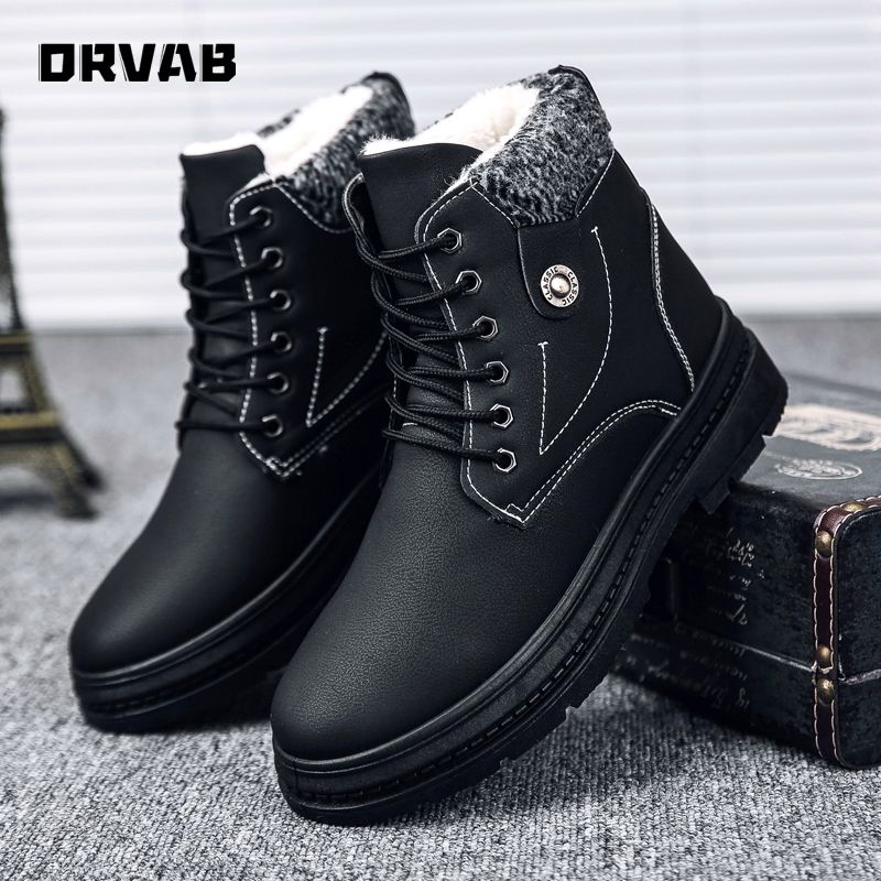 Winter Schoenen Mannen Mode Leren Laarzen Outdoor Resist The Cold Bewaar  Warme Snow Boots Men Ronde