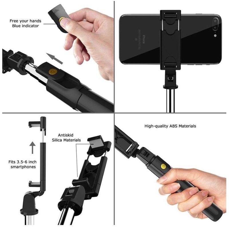 Wholesale like mirror mini selfie stick handheld monopod for Iphone &  Android Cellphone