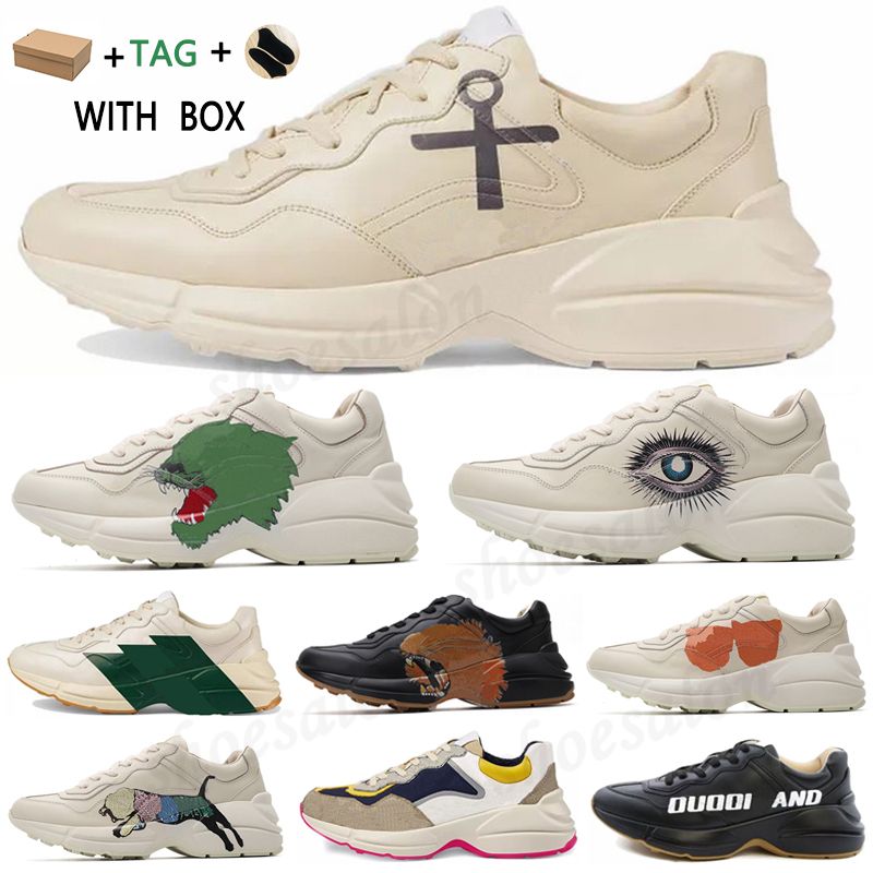 rhyton leather sneaker with tiger