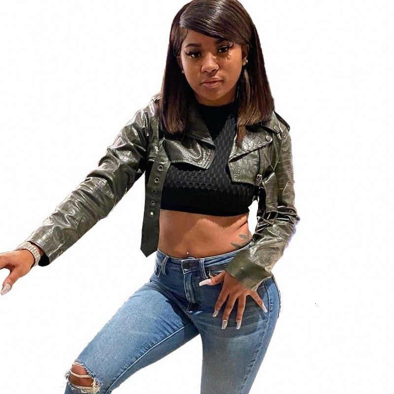 Compra Cocodrilo Para Mujer Chaquetas De Moda Completa Sexy Manga Corta  Outwear Outwear 2021 Primavera Nueva Streetwear Chaqueta De Cuero Verde  DMQA Barato | Entrega Rápida Y Calidad | Es.Dhgate