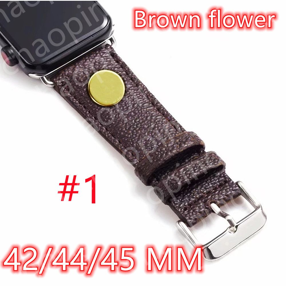 1# 42/44/45/49mm Brown Big Flower V -logotyp