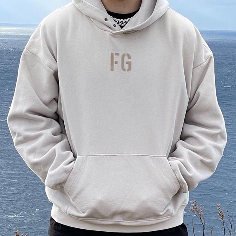 Shop Mens Hoodies & Sweatshirts Online, 7th Beige Felted Logo Hoodie Seventh Casual Oversize 