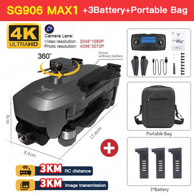 SG906 MAX1 + حقيبة + 3 * البطارية