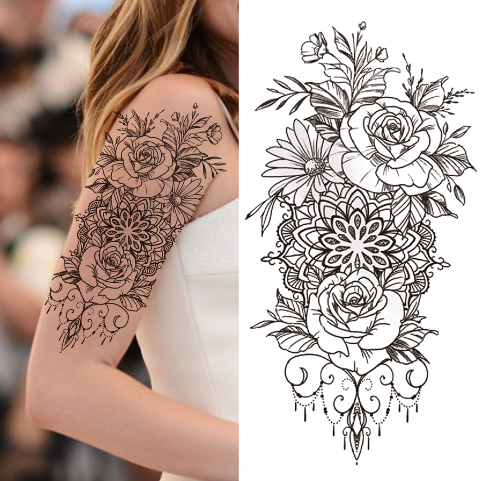 Waterproof Temporary Tattoos Sticker tattoo Stickers For Adult Women Girls arm Realistic Fake sleeve tatoo Flower Waterproof Temporary Tattoos Sticker tattoo Stickers For Adult Women Girls arm Realistic Fake sleeve tatoo Flower