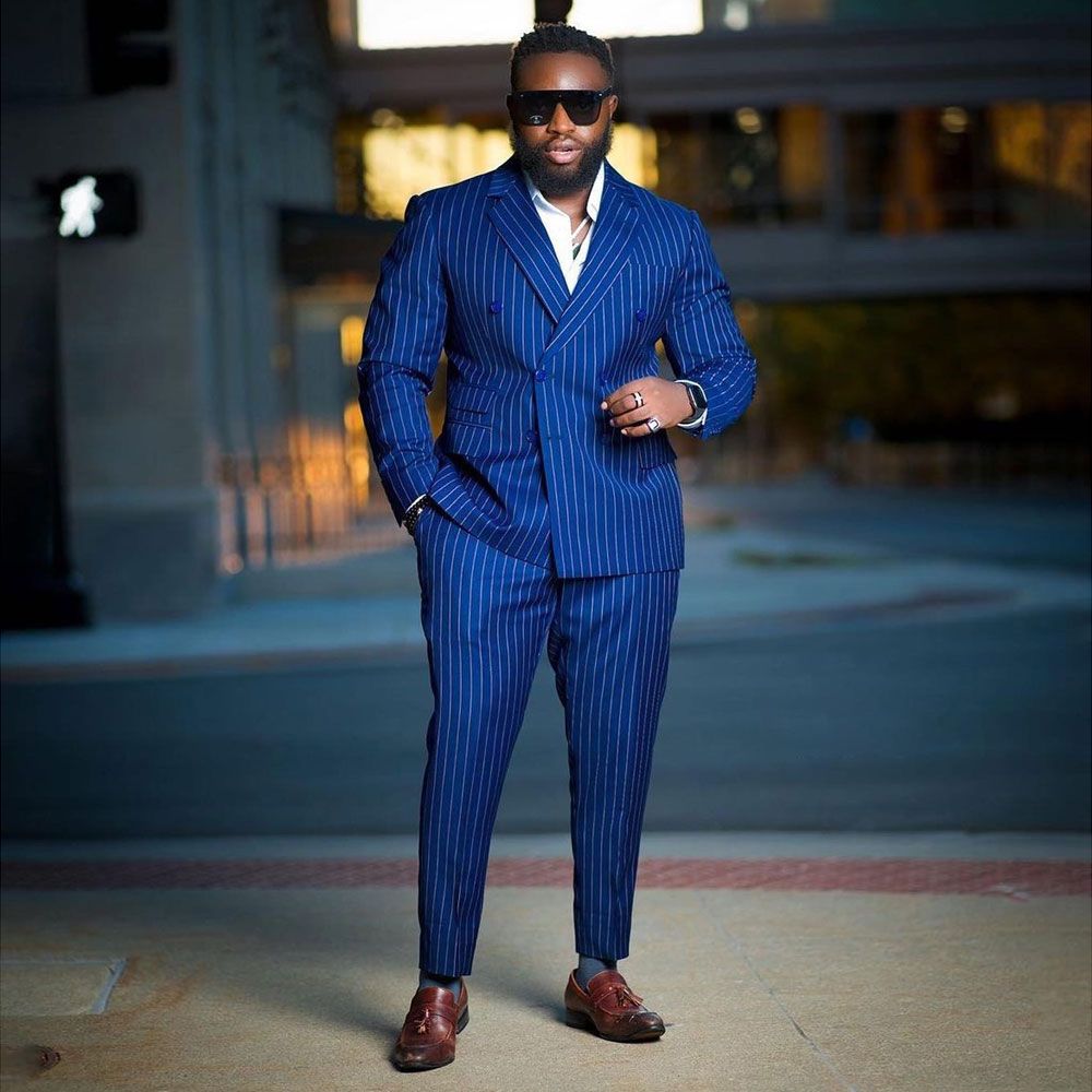 Blue Vertical Stripe Plus Size Mens 