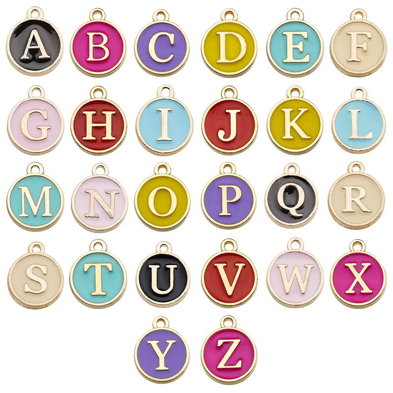 unids AlloyEnglish Letras Charms Lado de doble cara Colgantes de aceite encanto para