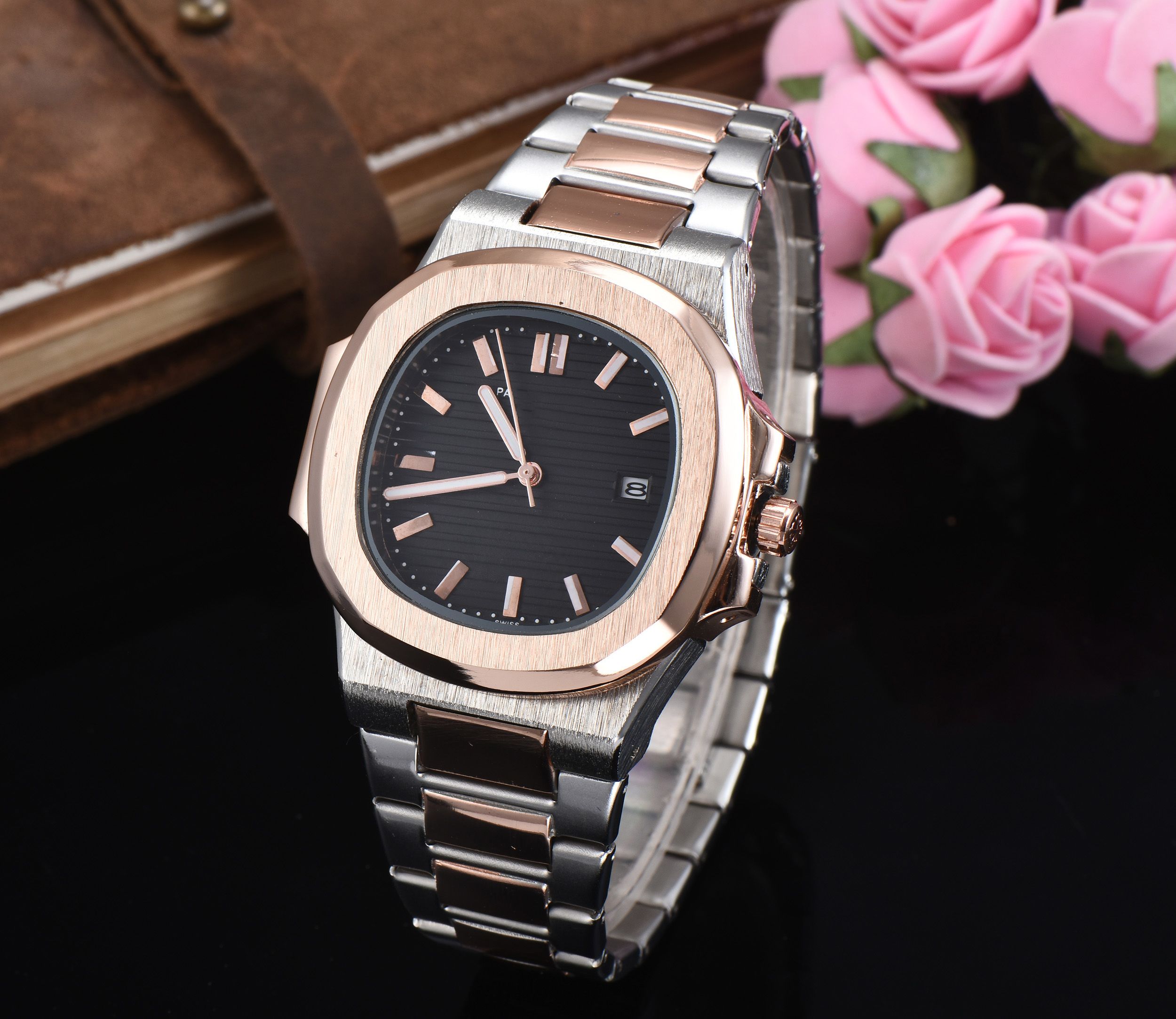 2021 Мода Смотреть прекрасные стальные часы роскошные мужские и женские часы кожаный ремешок из кварцевых часов