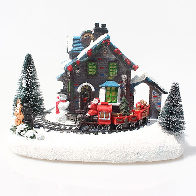 Steam Christmas 2022 2022 Snow House Village Steam Train Luminous Hut Box Santa Claus Christmas  Tree Home Decor Resin Gift From Semir1992, $68.95 | Dhgate.com