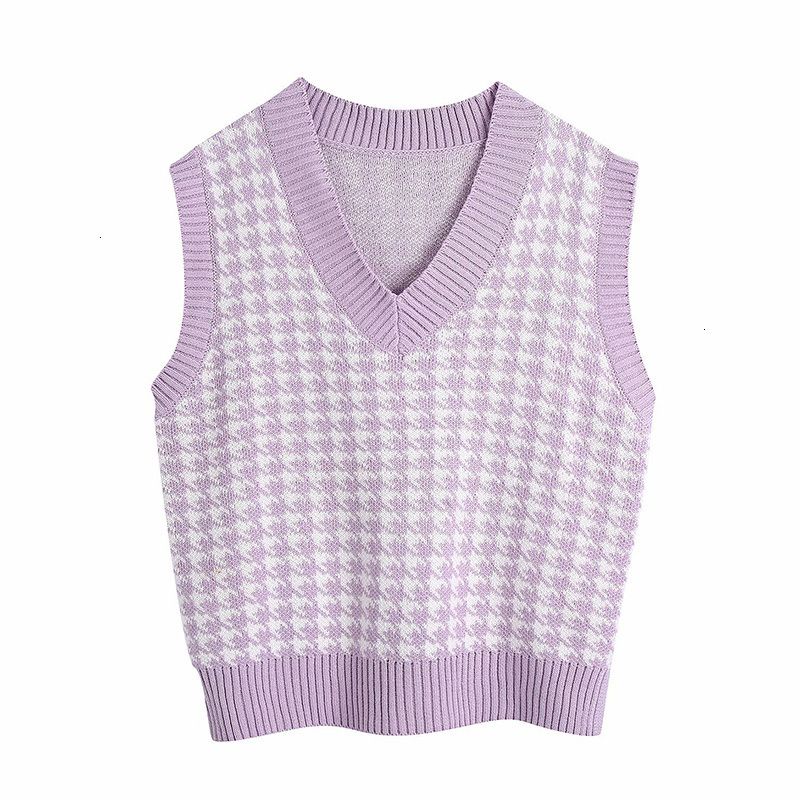 Compra 2021 NUEVAS MUJERES Moda Plaid Chaleco Chaleco Suéter En V Cuello  Sin Mangas Elegante Femenino Chaleco Para Mujer Chic Tops 2nai Barato |  Entrega Rápida Y Calidad | Es.Dhgate
