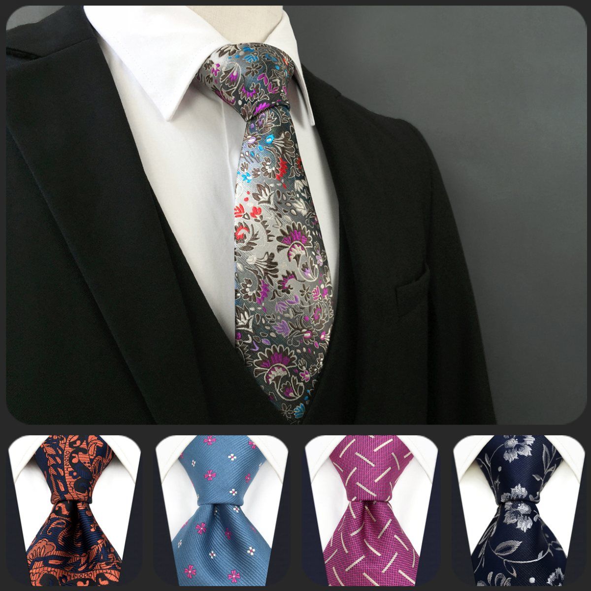 paralelo gene Surtido Moda geométrica patrón floral multicolor para hombre corbatas corbatas 100%  seda extra larga tamaño nuevo