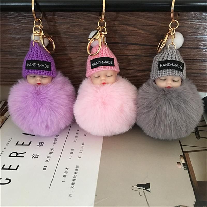 Details about    Pacifier Hair Ball Doll keyAchain Women's Bag sleeping Baby Craft Lssed Cnsdm 