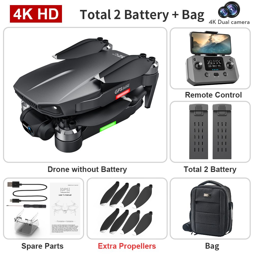 4K Camera+3 Axis Gimbal+Bag+2*Battery