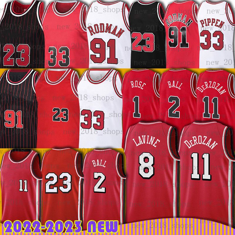 NBA_ Men Stitched 2 Lonzo Ball Basketball Jersey 11 Demar DeRozan 23 Dennis  91 Rodman Scottie 33 Pippen Red White Black Stripe Shirt''nba''jersey 