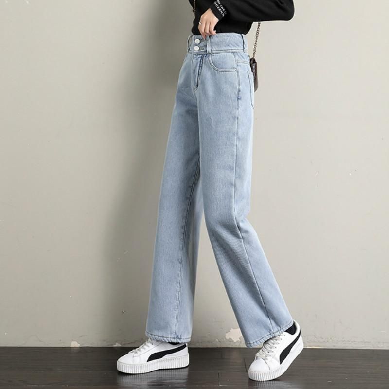 Compra Jeans De Mujer Gruesa Terciopelo Trapeador De Invierno Mujeres De  Moda De Cintura Alta Pierna De Ancho Pantalones Delgados Casuales Cálidos  Cálidos Pantalones De Mezclilla Largos es Barato | Entrega Rápida