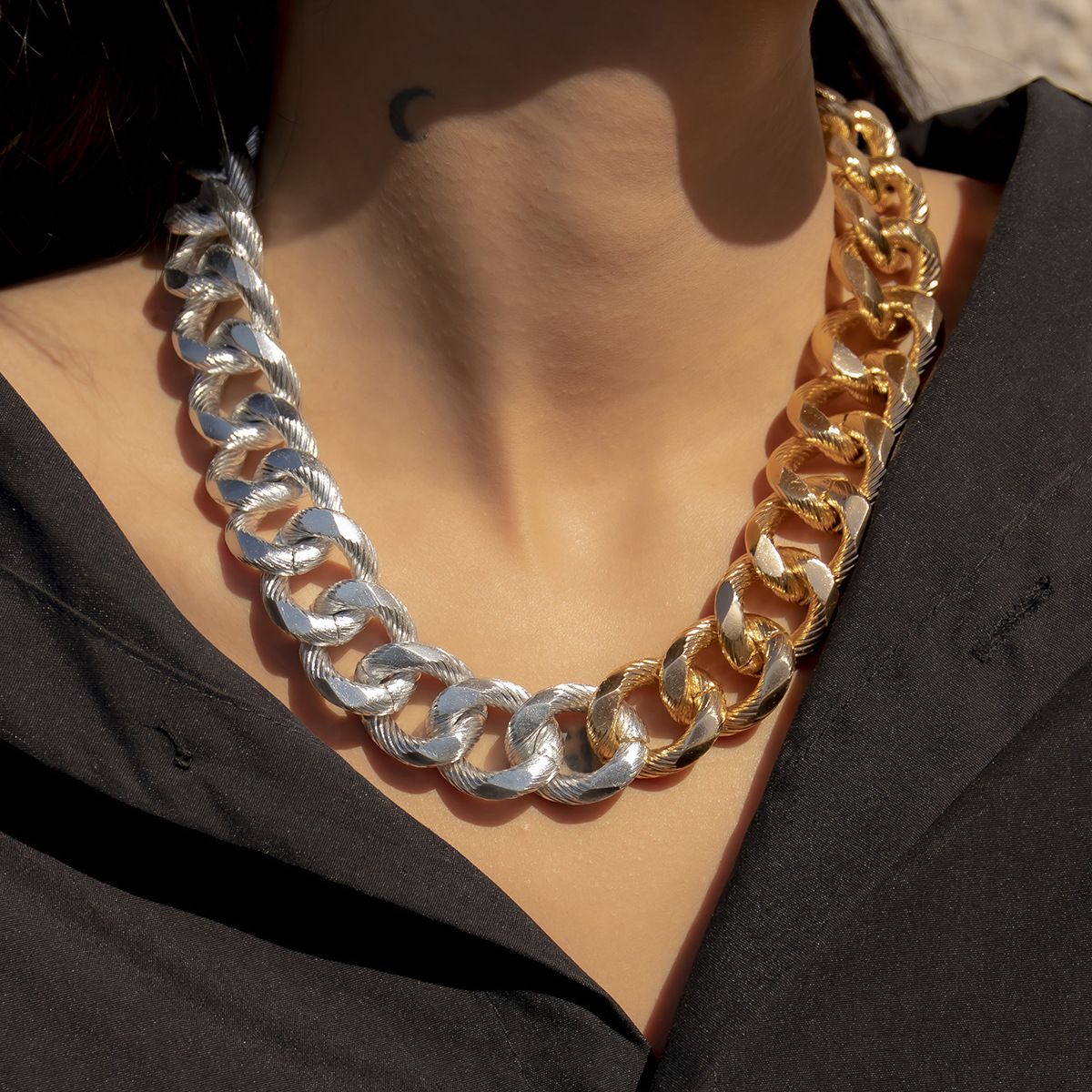 Cuban Chain Gold And Silver Matching 