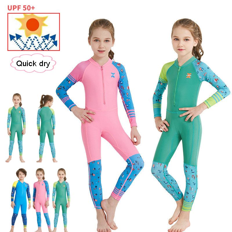 Kids Wetsuit Long Sleeve Scuba Diving Suit Anti UV Quick-dry Swimsuit Rash Guard 