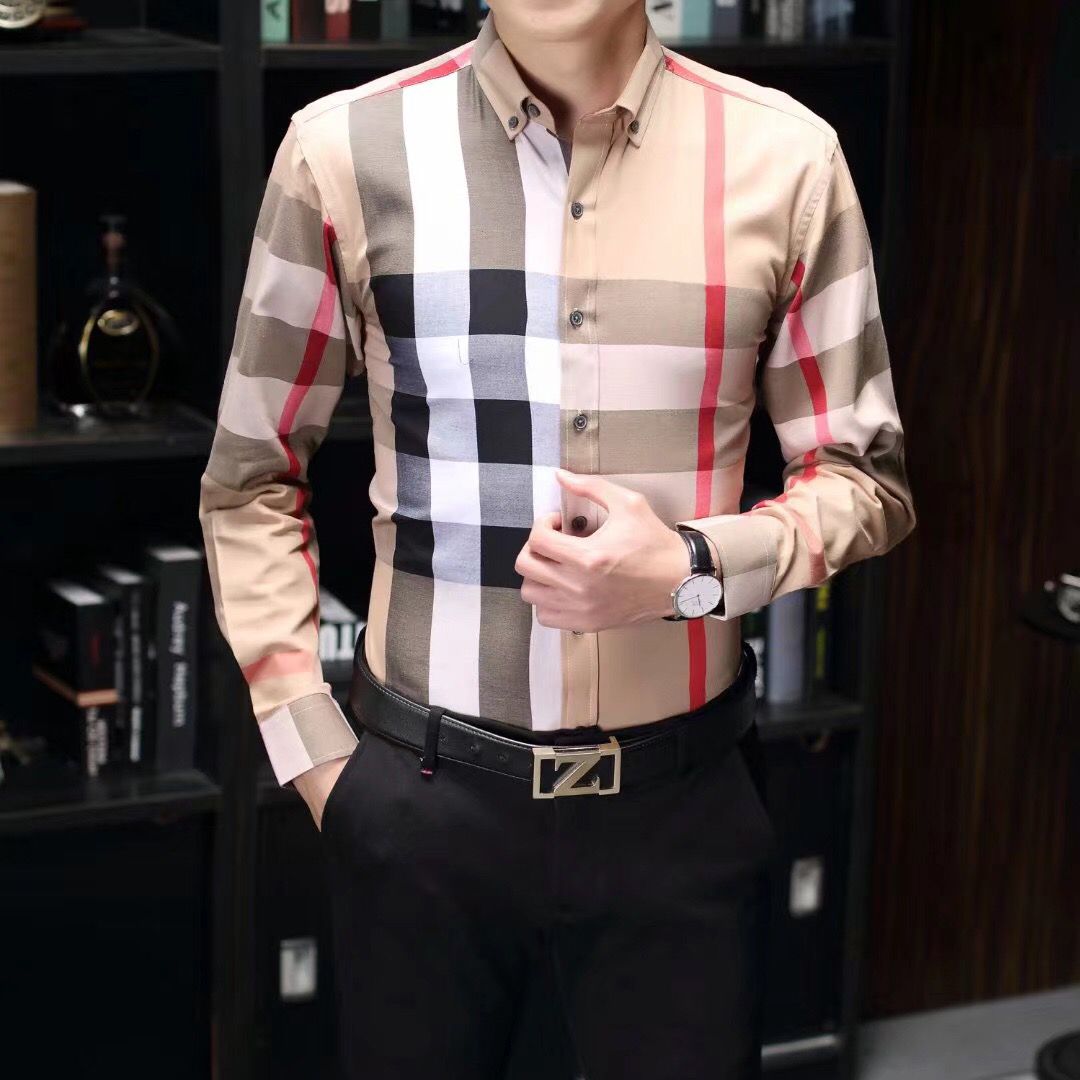 Mens Dress Shirts Designers Menswear Fashion Society Red Check Men 