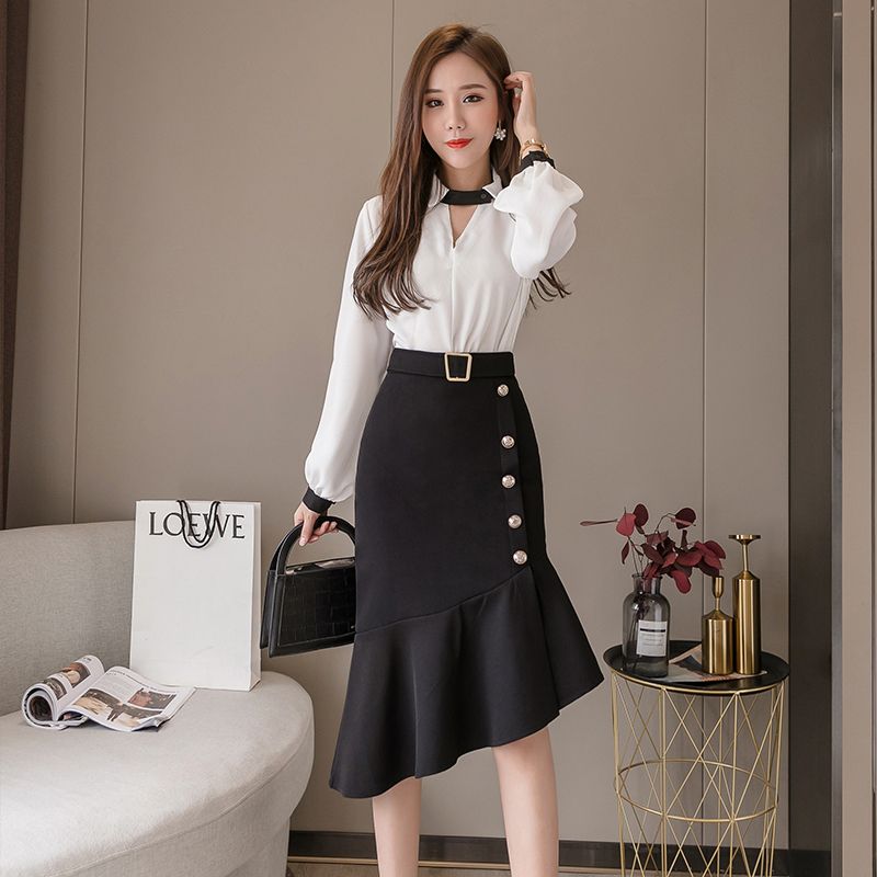 Compra Faldas De La Moda Coreana Faldas Elegantes De La Cintura Alta Falda  De Sirena De La Cintura Grande Tamaño Mujer Irregular Falda De Abalorios De  La Señora Faldas Para Mujer XL