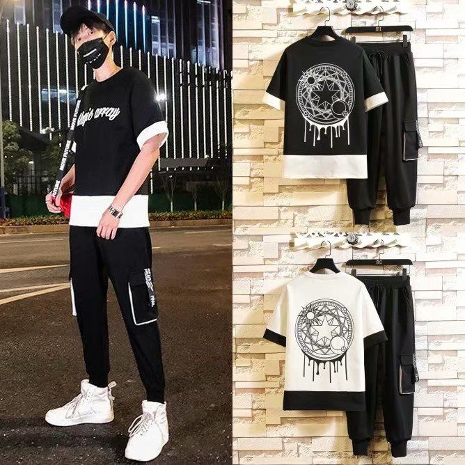 Compra Traje De Verano Hombre 2021 Nueva Moda Coreana Con Deportes Guapo  Ocio Camiseta De Manga Corta De Dos Piezas Para Hombre Barato | Entrega  Rápida Y Calidad | Es.Dhgate