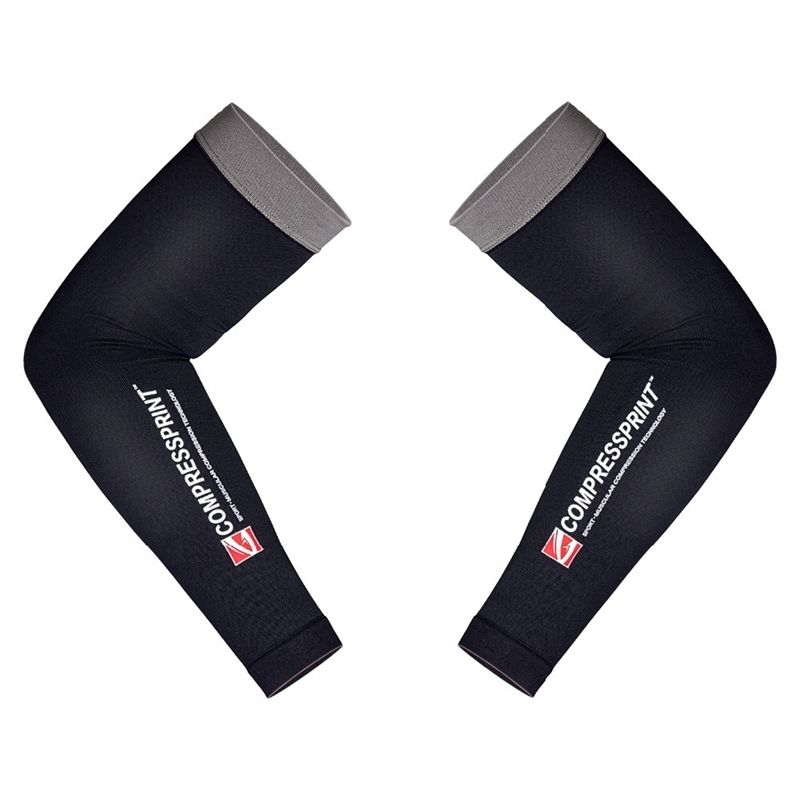 #black Compressprint-Calentadores de brazo para ciclismo,protección UV,para correr,ciclismo,escalada,hombre y mujer 