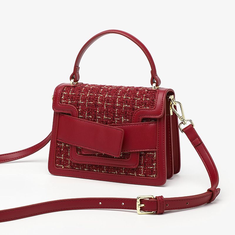 tweed double flap shoulder bolsa