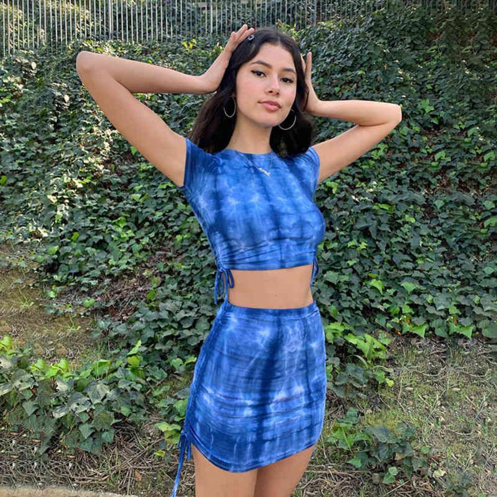 Etiquetas para mujer Elementos de teñido Color de neón delgado 2 Set Female Summer Drawstring