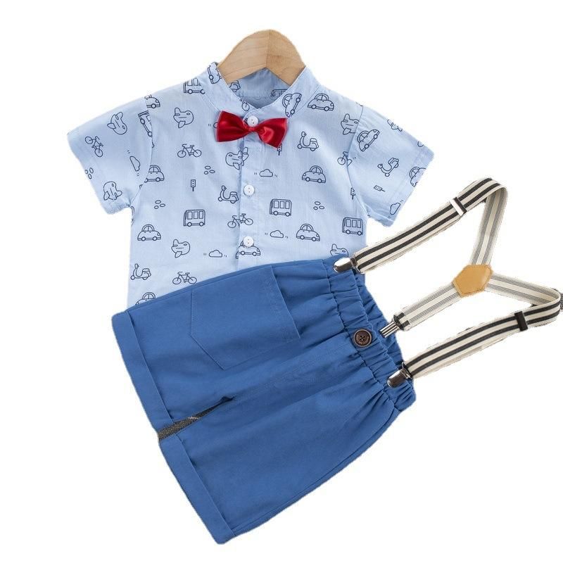 Conjuntos de ropa Ropa de moda para bebés de verano Niños Niños Chicas Casual Camisa BIB Shorts 2pcs / Sets Kid Infantil Niño Dibujos animados Ropa deportiva