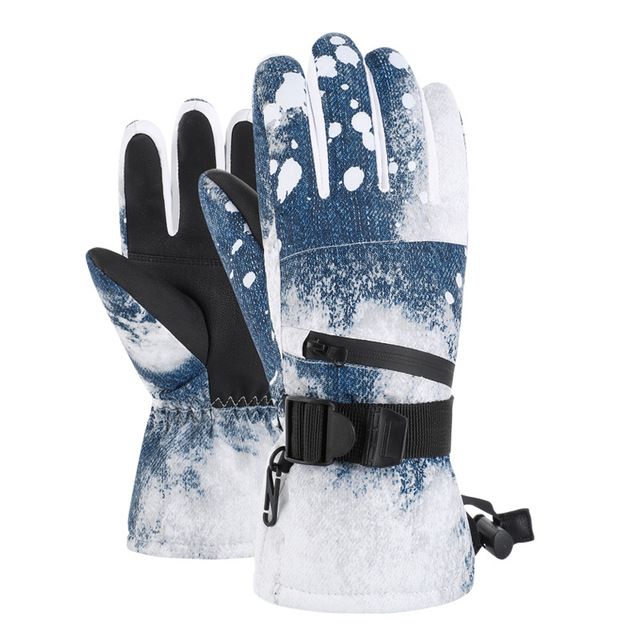 denim blue ski gloves