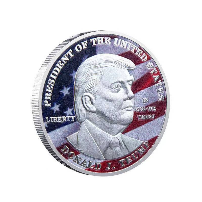50pcs Artigianato Samerican 45 ° Presidente Donald Trump La statua della collezione di monete Plated Silver Statue of Liberty