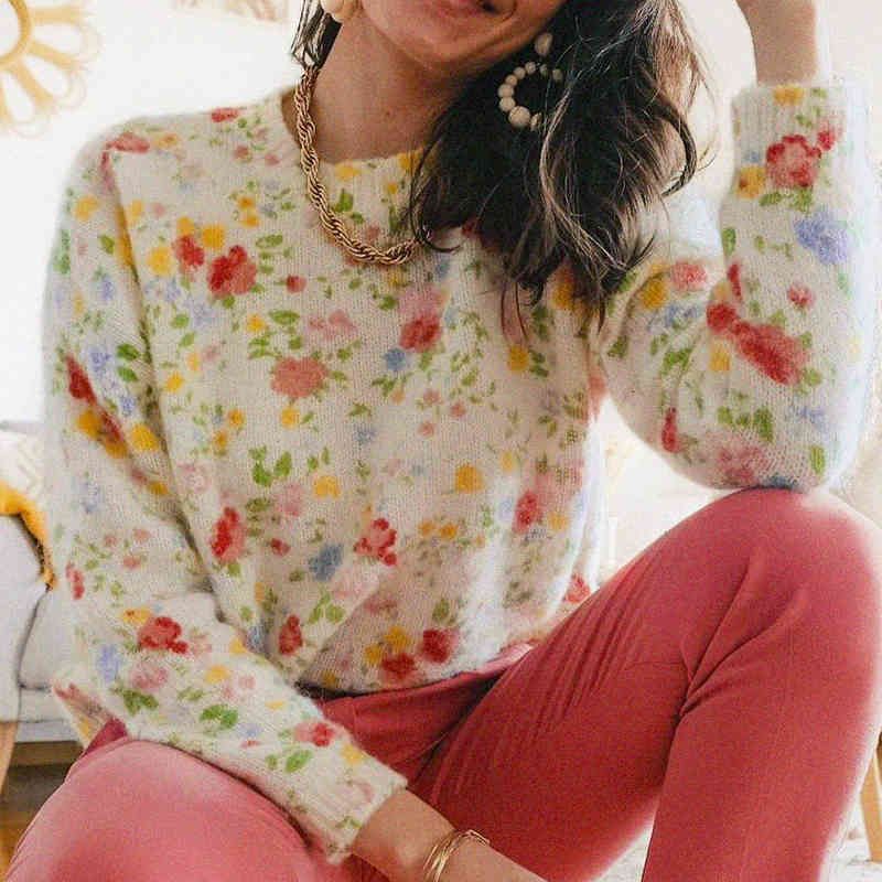 Compra Paulie Kid Mohair Suéter Jumper Mujeres Primavera Otoño 2021 Floral  Impreso Casual Jerseys Tirar Femme Vintage Ropa De Punto Suéteres Barato |  Entrega Rápida Y Calidad | Es.Dhgate