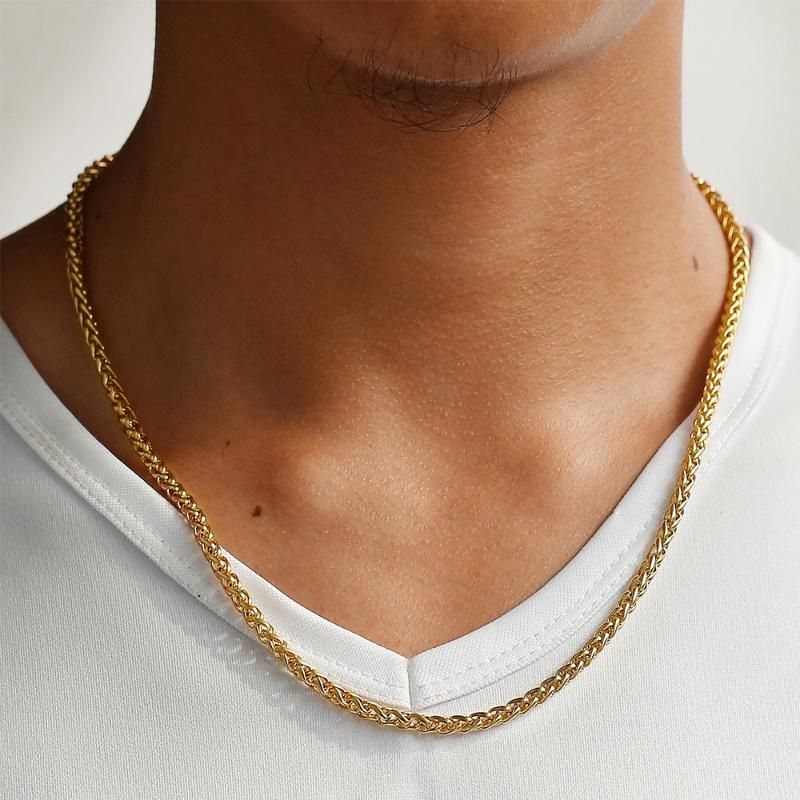 3.5mm Braided Wheat Link Chain Necklace 
