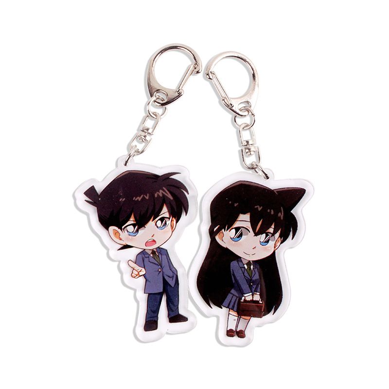 Anime Detective Conan Keychain Fashion Japanese Cartoon Figure Kudo  Shinichi Car Key Holder Chain Keyrings Jewelry Accessories