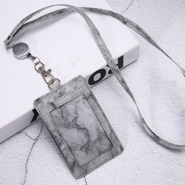 Fashion Leather Badge Holder Business Card Case For Women Marble Style Luxury  ID Card Holders With Retractable Lanyard From Myworld1688, $1.64