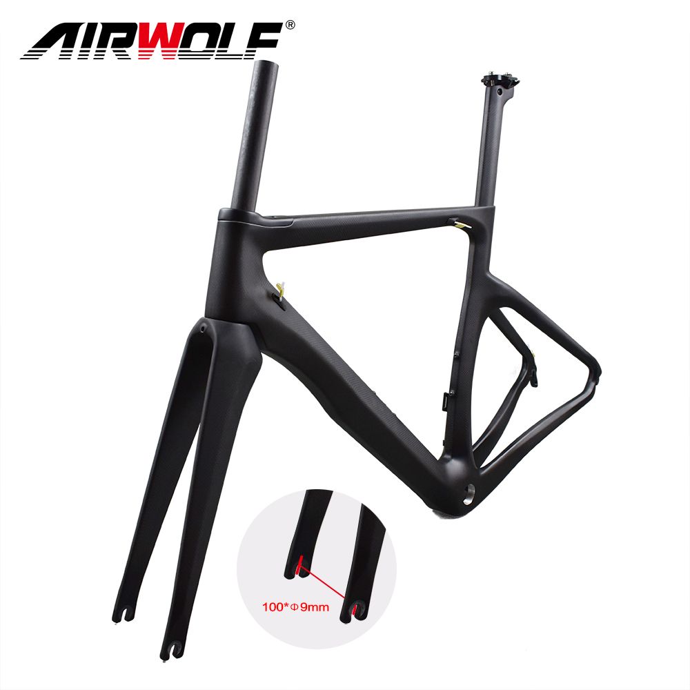 Airwolf Carbon Fiber Bikes Frame Road Bicycle Frames Fork Seatpost Frameset BSA 700*25C V Brake