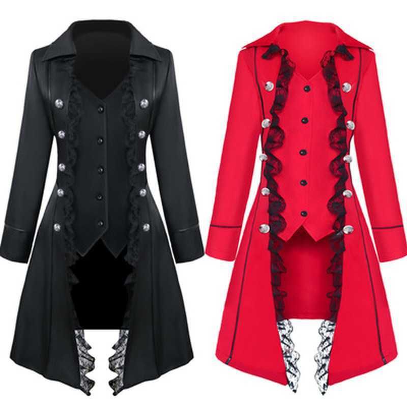Cosplay medieval Halloween Duquesa otoño e chaquetas de invierno de las mujeres de tres pechos,