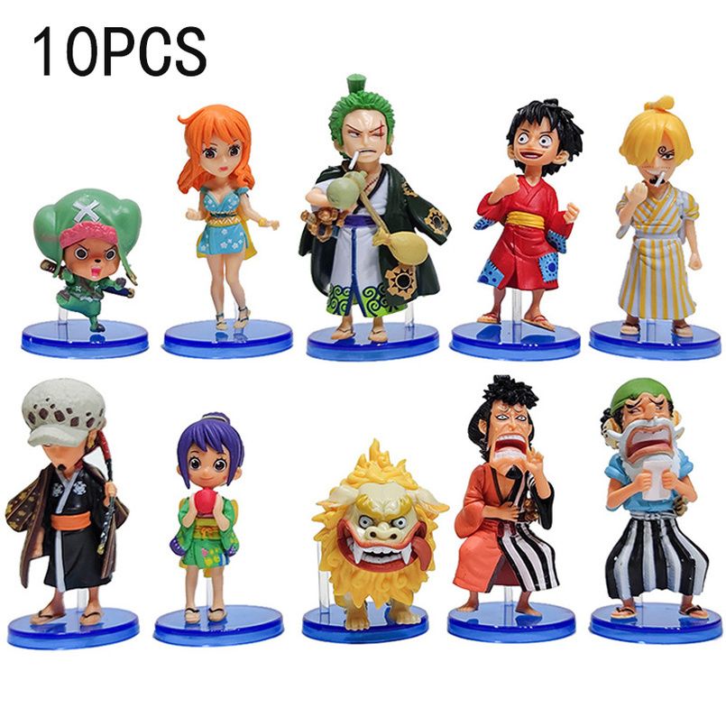 10pcs Anime One Piece Figure Luffy Zoro Sanji Nami Usopp Chopper Brook Toy NEW 