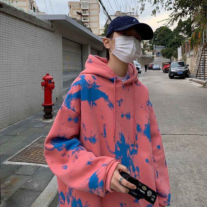 red tie dye moletom com capuz mens