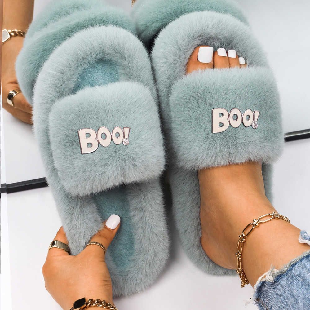 Zapatillas para mujer Fluffy Faux Piel Diapositivas Sandalias planas  Zapatillas de acero inoxidable Decoración personalizada Flip Flozs Zapatos  especiales Venta al por mayor Y1007 2022 Desde lianwu04, 1,33 € | DHgate  Móvil