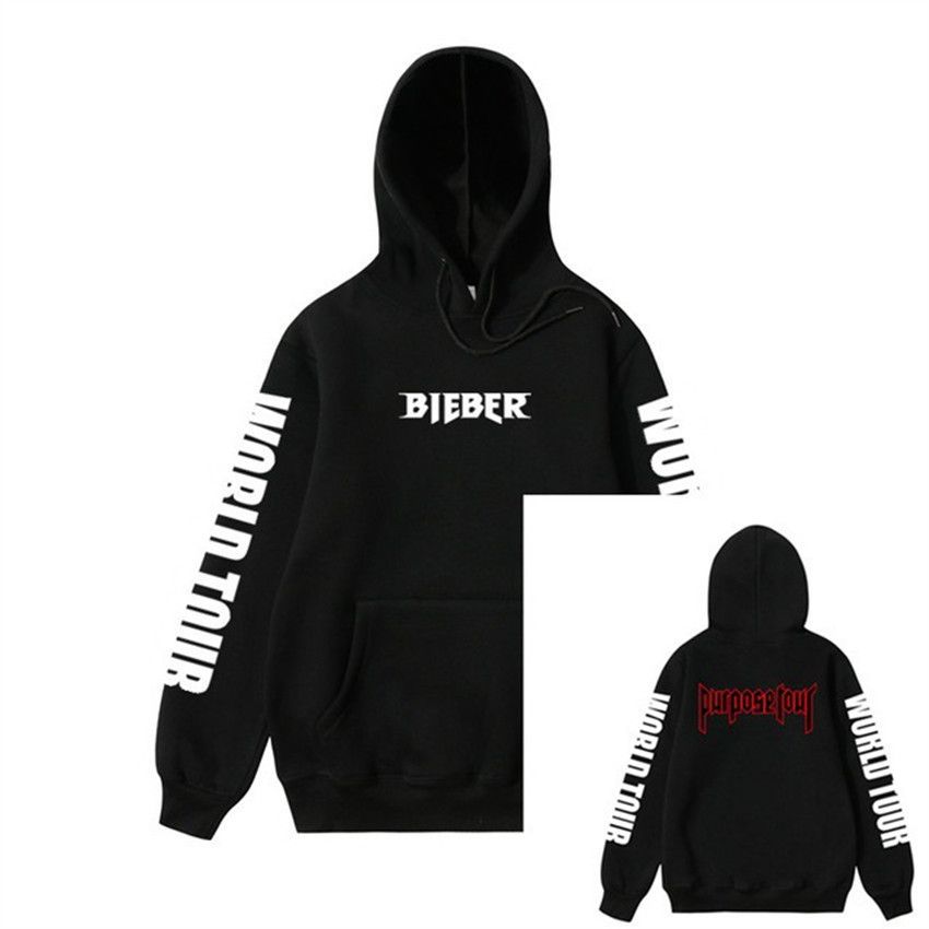 100% con de algodón Justin Bieber Propósito Tour Imprimir Hoodie Hip Hop Streetwear