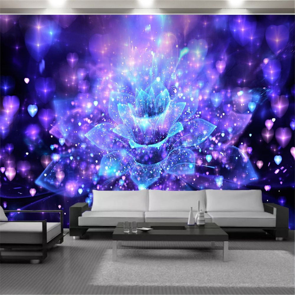 Floral 3d Modern Wallpaper Wallcovering Dreamy Colorful Purple Flower  Interior Home Decor Living Room KTV Painting