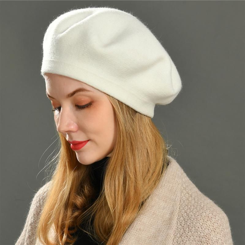 Boinas invierno boina sombrero para mujer plana punto cashmere lana tapa otoño lady taps
