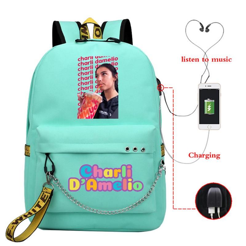 Acquistare Zaino Mochila Charli DAmelio Borse Da Scuola Ragazze Adolescenti  USB Ricarica Computer Portatile Femmina Female Backbag Economico | Consegna  Veloce E Qualità | It.Dhgate