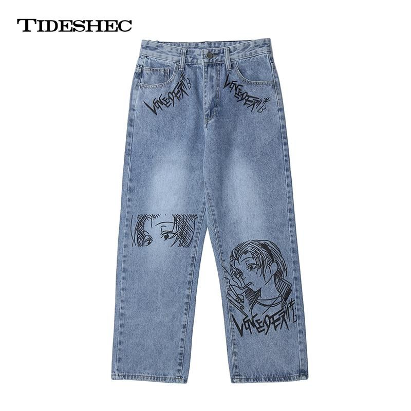 Compra Jeans Para Hombre Tideseshec Estilo Universitario De Dibujos  Animados Pantalones De Impresión Harajuku Mujeres Hombre Casual Anime  Suelta Recta 2021 Barato | Entrega Rápida Y Calidad | Es.Dhgate