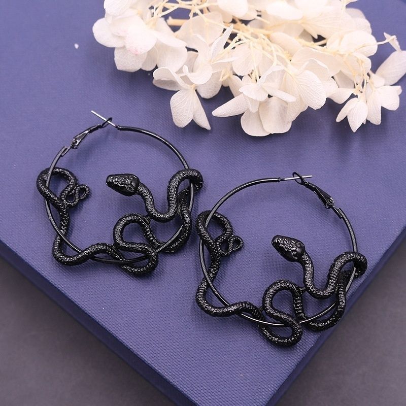 Snakes And Earrings, Serpent Hoop Earrings Vintage.. - Image 3
