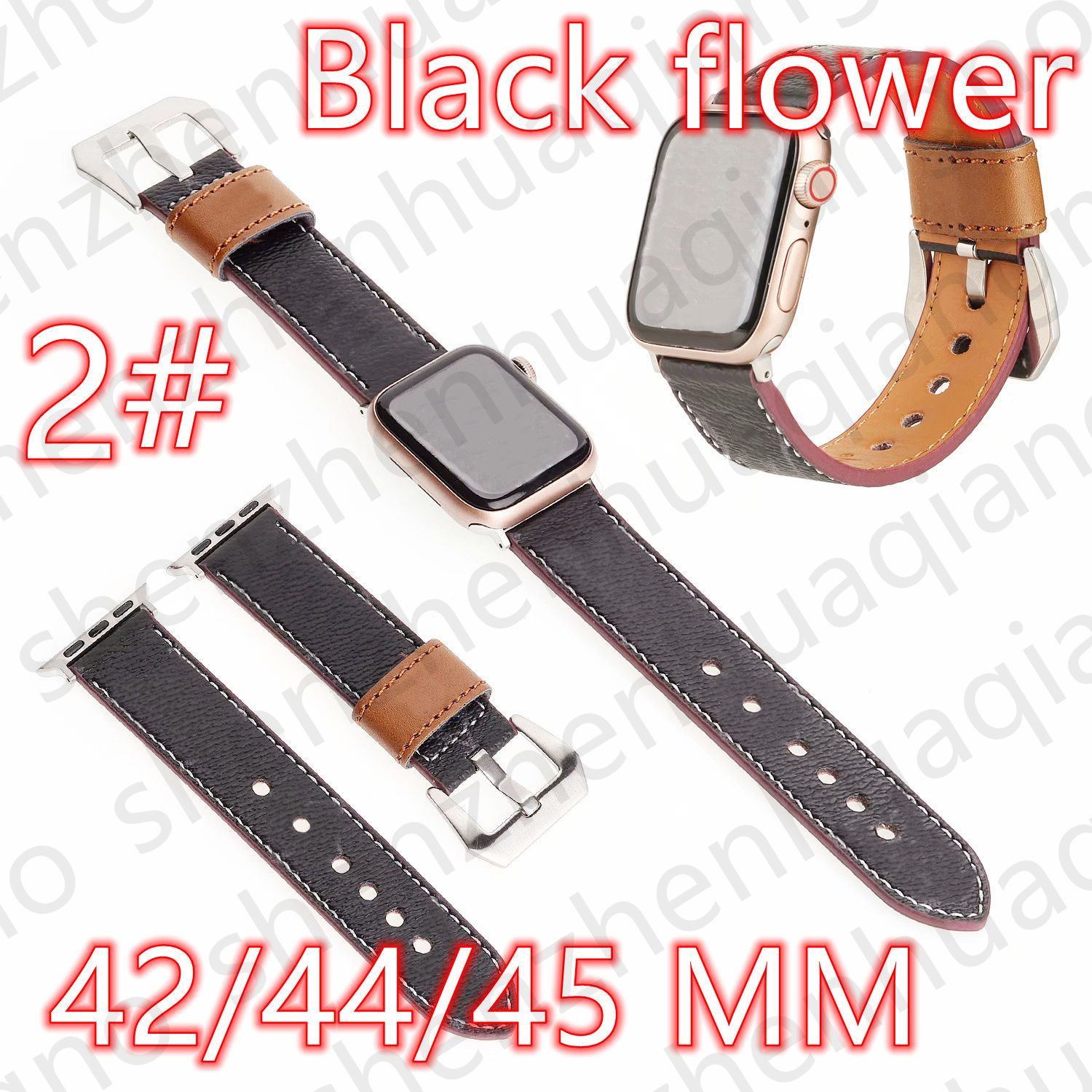 2 # 42/44/45/49mm Black Flower V Logo