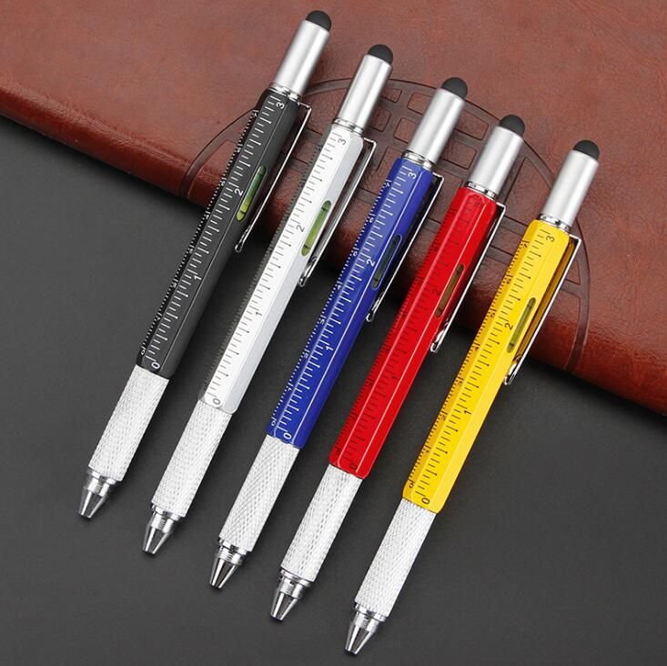 wholesale Hot selling multi-function tool pen Touch screen level gift pen 6 in 1 screwdriver metal ballpoint pen GC4