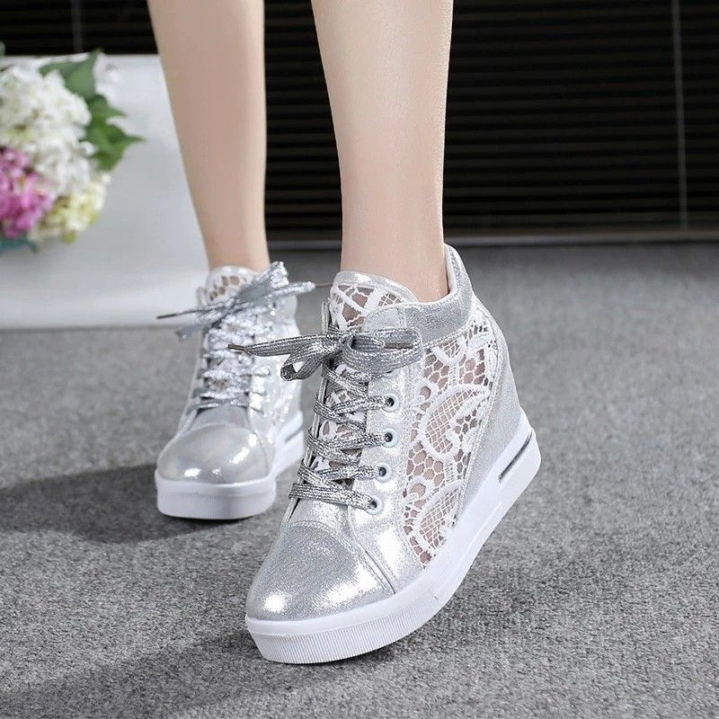 silver sneaker heels