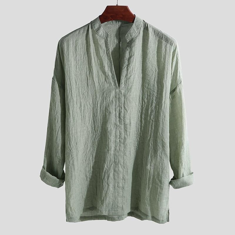 Cárdigan De Hombre Camisa De Manga Larga De Algodón Y Lino 2 Cárdigan De Hombre Camisa De Manga Larga De Algodón Y Lino 2