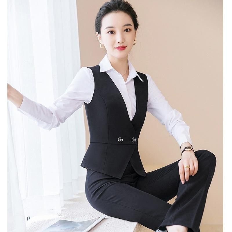 Compra Chalecos De Mujer Formal Chaleco Negro Mujeres 2 Piezas Pantalón De  Pantalón Y Chalecos Juegos De Chalecos Trajes De Trabajo Ladies Trajes De  Negocios Uniforme De Oficina Estilos Barato | Entrega